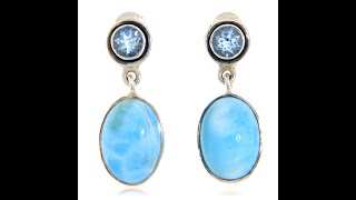 Cercei Argint 925 Larimar Topaz Naturale stilunicro [upl. by Newo]