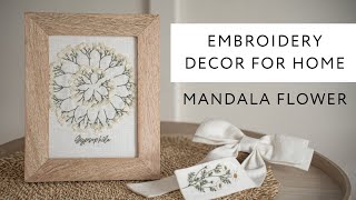 Embroidery decor for home Mandala Gypsophila flower  Hand Embroidery for beginners [upl. by Resor832]