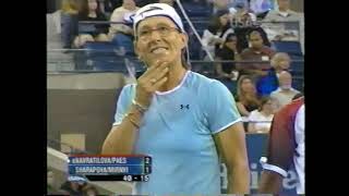 2004 US Open Mixed QF Navratilova amp Paes vs Sharapova amp Mirnyi [upl. by Thant]