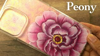 Peony painting tutorial  floral iphone case painting [upl. by Elumas]