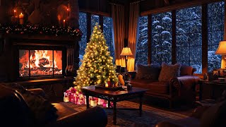 Cozy Christmas Ambience  Relaxing snowstorm fireplace  Winter wonderland ASMR [upl. by Ruomyes]