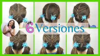 💚 2 COLETAS con trenza de tres PARA NIÑAS  6 PEINADOS  Ideal para LA ESCUELA  Peinados Fáciles [upl. by Liahcim]