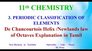 De Chancourtois Helix Newlands law of Octaves  in Tamil  11th Chemistry [upl. by Monah]