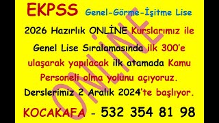 EKPSS 2026ya GenelGörmeİşitme Lise seviyesinde hazırlanan arkadaşlara özel yayınlarımız ve kursum [upl. by Ahsikan]