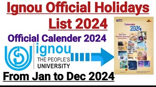 Ignou Official Holiday List 2024  For All India Ignou Students [upl. by Eneg696]