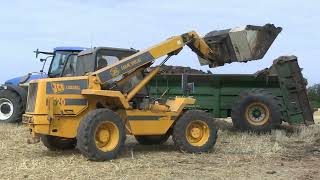 NEW HOLLAND TM155 AND ECE SPREADER JCB LOADALL 520 [upl. by Durman]