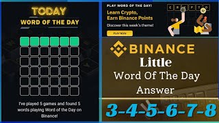 Word Of The Day Answer Today  binance word of the day answer  30 july Cypto WODL cryptocurrency [upl. by Aurlie]