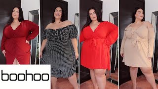 VALENTINES DAY DRESSES FROM BOOHOO  PLUS SIZE TRY ON HAUL UK [upl. by Eleumas]