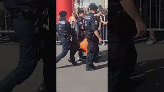 Eco protesters grabbed by police and dragged away upside down [upl. by Issak]