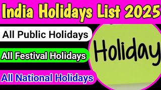 India holidays list 2025 [upl. by Eirahcaz496]