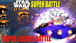 Red Eye Superlaser ship Fleet vs Resurgent Star Destroyer Fleet  Star Wars Empire at War [upl. by Hayouqes]