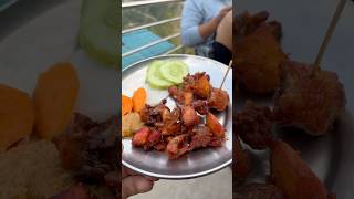 Nepali Food Chicken Roast Chicken Barbecue Chicken Thali And Chauchau Sadheko l Food in Nepal [upl. by Onitnas]