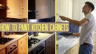 HOW TO PAINT KITCHEN CABINETS  CUPBOARDS UK makeover on a budget [upl. by Emmye442]