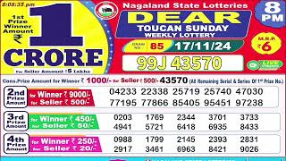 NAGALAND Lottery SAMBAD DEAR EVENING 8PM RESULT TODAY 17112024 STATE DEAR LOTTER [upl. by Marasco401]