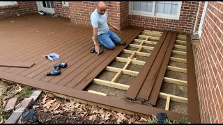 How To Install Picture Frame Trex Composite Decking on Concrete Slab  Backyard Makeover  DIY [upl. by Ayikahs]