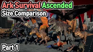 Ark Survival Ascended Monsters Size Comparison Part 1 [upl. by Nylodnew]