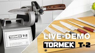 Der schnelle Weg zum Schärfen von Küchenmessern  Tormek T2 Pro Kitchen Knife Sharpener  LiveDemo [upl. by Oetam]