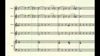 Greensleeves to a Ground  for 4part flute ensemble with piano [upl. by Pulchia]