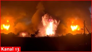 Terrible explosion Warehouse containing thousands of ammunition was struck in Russian Tver region [upl. by Ayocal]