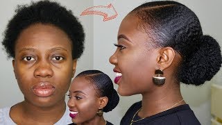 SHE DID IT AGAIN Sleek Faux Bun on Short 4C Natural Hair Tutorial [upl. by Thistle]