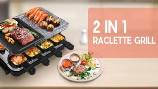 Korean BBQ Grill Raclette Table Grill Electric Indoor Grill 2 in 1 [upl. by Fiester438]