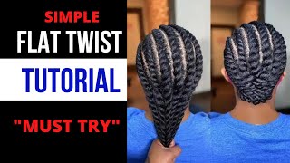 👌Easy and simple flat twist tutorial for beginners  protective hair style [upl. by Ayekram]