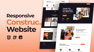 Responsive Construction Website Design Using HTML CSS And JavaScript [upl. by Colene]