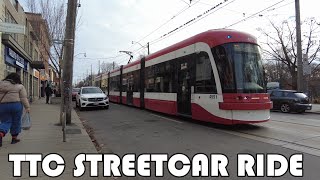 TTC 501 Streetcar Ride on Queen Street East from Bellaire Avenue to Church Street [upl. by Tildie884]