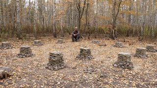 stone foundation for my traditional log cabin by hand [upl. by Noillid773]