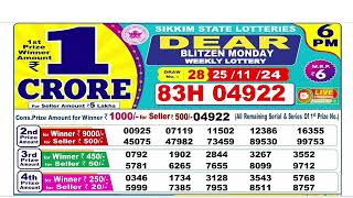 DEAR LOTTERY SAMBAD MORNING 6PM RESULT TODAY LIVE DRAW ON 25112024 NAGALAND [upl. by Damle725]