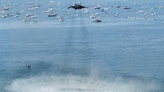 ROOFTOP VIEW  Harrier Hovering Above L Michigan at Chicago Air amp Water Show 2017 [upl. by Eimaral]