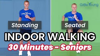 30 Min  2 Part Seated and Standing Indoor Walking Workout  For Seniors Older Adults and Beginners [upl. by Sillihp]