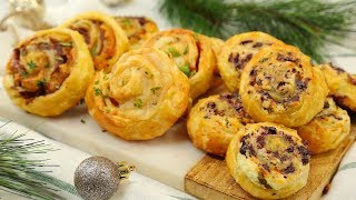 3 Puff Pastry Pinwheel Recipes  Holiday Appetizers [upl. by Assiralk572]