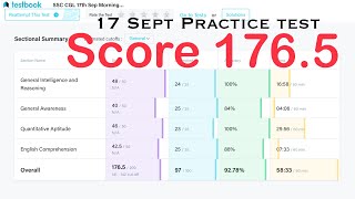 🎯SSC CGL Score 💯175 Easily 17 September Morning 2024 Practice set testbook Live Solving ssccgl [upl. by Dadirac]