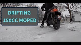 Drifting my 150cc Moped in the Snow [upl. by Basso453]