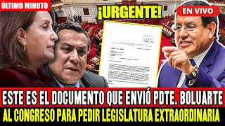 🔴ULTIMO MINUTO PDTE BOLUARTE ENVIA DOCUMENTO AL CONGRESO CONVOCO A LEGISLATURA EXTRAORDINARIA [upl. by Korrie]