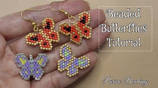 DIY Beaded Butterfly Brick stitch tutorial [upl. by Fausta]