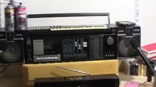 Akai PM 06 Fisher SC300K Stereo radio cassette Keyboard 3 piece boombox service review [upl. by Allista]