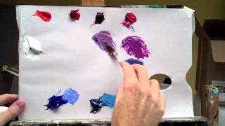 Basic acrylic colour mixing how to mix a perfect purple Part 2 of 2 [upl. by Erodeht]