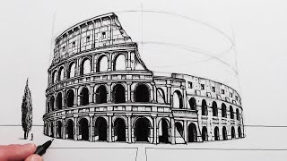 How to Draw The Colosseum in Perspective [upl. by Krystle]