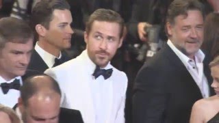 Ryan Gosling amp Russell Crowe looking dapper at Cannes red carpet [upl. by Ocirrej801]