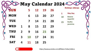 May Calendar 2024 [upl. by Lorant]