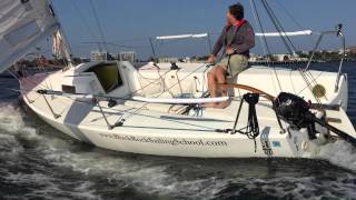 J80 Solo Sailing amp Gybing  Boston Harbor [upl. by Adda]