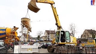 ATLAS 1404 M Mobil Excavator Concrete Works  Betonage Brückensockel Winnenden Germany 2014 [upl. by Jangro]