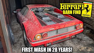 Abandoned Supercar Ferrari 512bb  First Wash in 28 Years  Car Detailing Restoration [upl. by Aneliram]