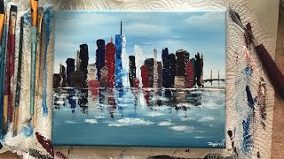 Palette Knife Painting  Bright Abstract Cityscape [upl. by Hsemar]