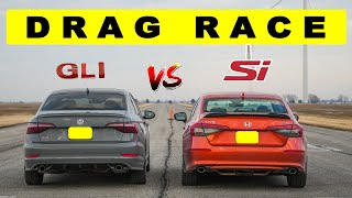 2022 Honda Civic Si vs VW Jetta GLI not bad Drag and Roll Race [upl. by Laeria]