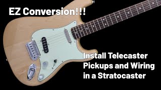 Install Telecaster Pickups and Wiring in a Stratocaster [upl. by Aicatsanna29]