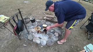 Bucks Outback Biji Burger cooked over the campfire [upl. by Ashti781]