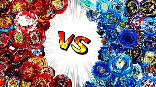 100 RED BEYBLADES vs 100 BLUE BEYBLADES [upl. by Weber]